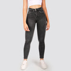Jeans Skinny Tiro Alto Gris Basic