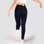 Jeans Skinny Tiro Alto Tono Oscuro Basic