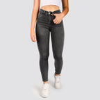 Jeans Skinny Tiro Alto Gris Basic