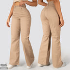 Jeans Mom Flare Tiro Alto Camel