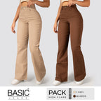 Pack Mom Flare Mujer Color (Marrón-Camel) 2 Unidades