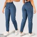 Jeans Mom Fit Tiro Alto Azul medio