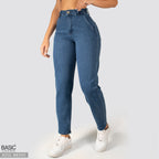 Jeans Mom Fit Tiro Alto Azul medio