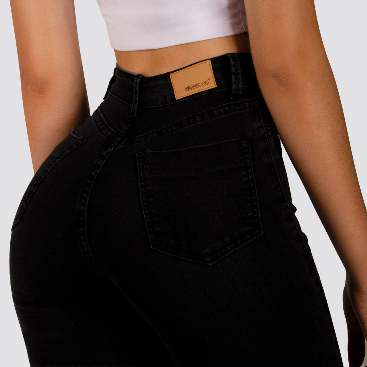 Jeans Skinny Tiro Alto Negro Basic