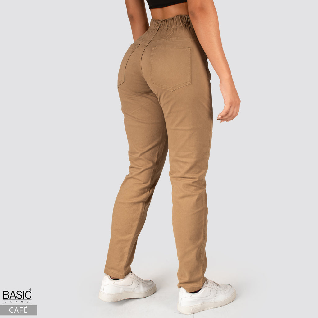 Jeans Mom Fit Tiro Alto Cafe