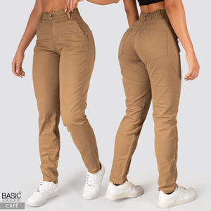 Jeans Mom Fit Tiro Alto Cafe