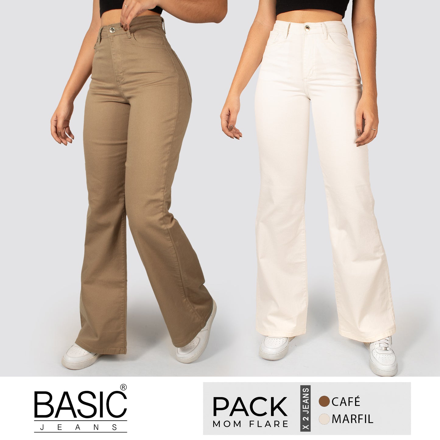 Pack Mom Flare Mujer Color (cafe-marfil) 2 Unidades