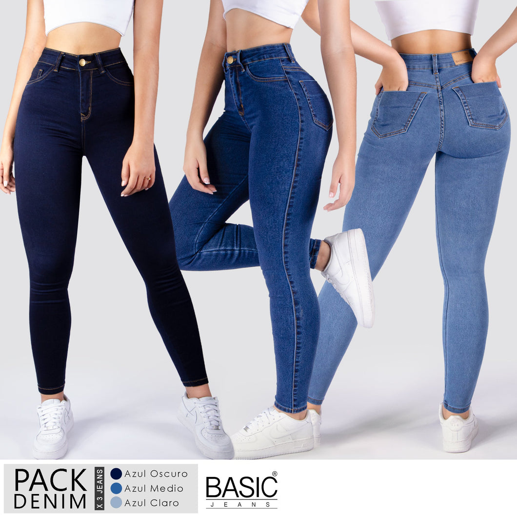 Pack Jeans Mujer Denim 3 Unidades